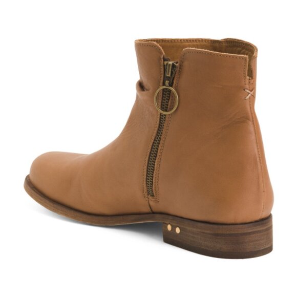 Like NEW BEEK Quail Leather Zip Up Ankle Booties Saddle for women 1225 11m0 - Picture 15 of 16